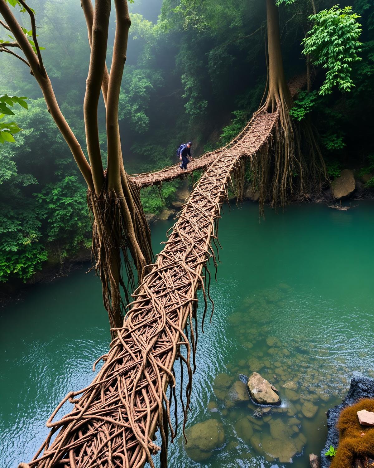 Living root bridge in Meghalaya