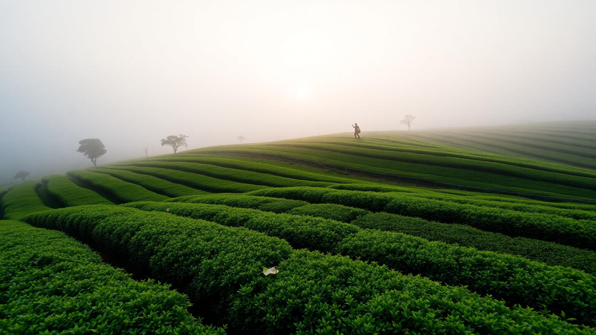 Tea estate at sunrise in Munnar